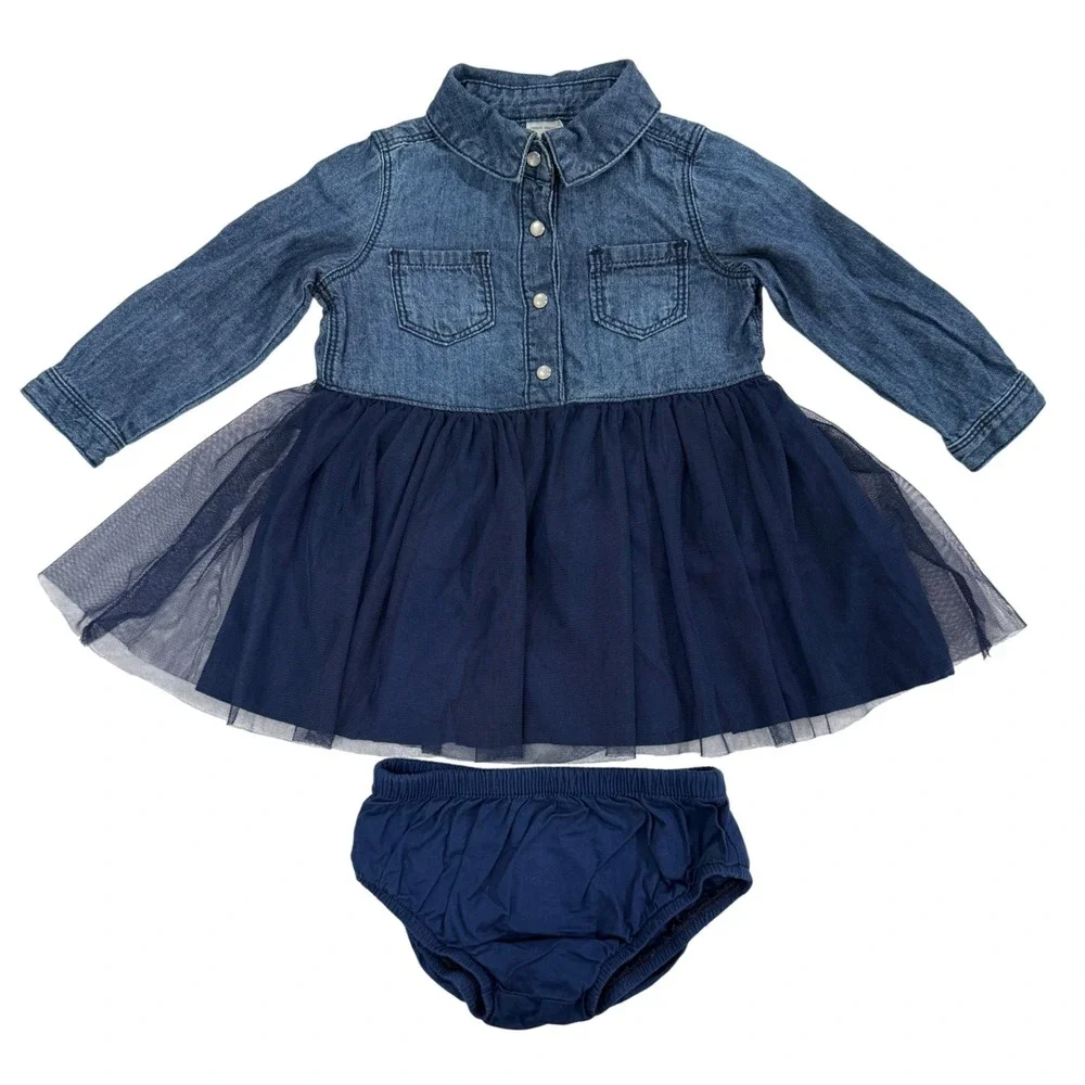 OshKosh Bgosh Baby Girls Denim Tutu Dress Set Navy Blue 9M OSH11771-GP K42